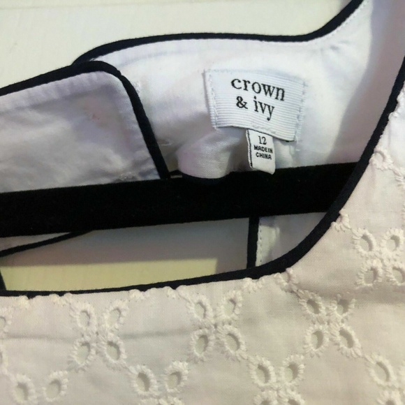 Crown and Ivy White with Blue Trim Ladies Dress Size 12 - Picture 4 of 5